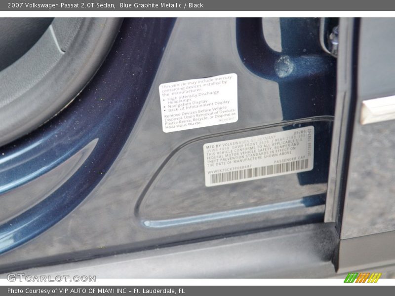 Blue Graphite Metallic / Black 2007 Volkswagen Passat 2.0T Sedan