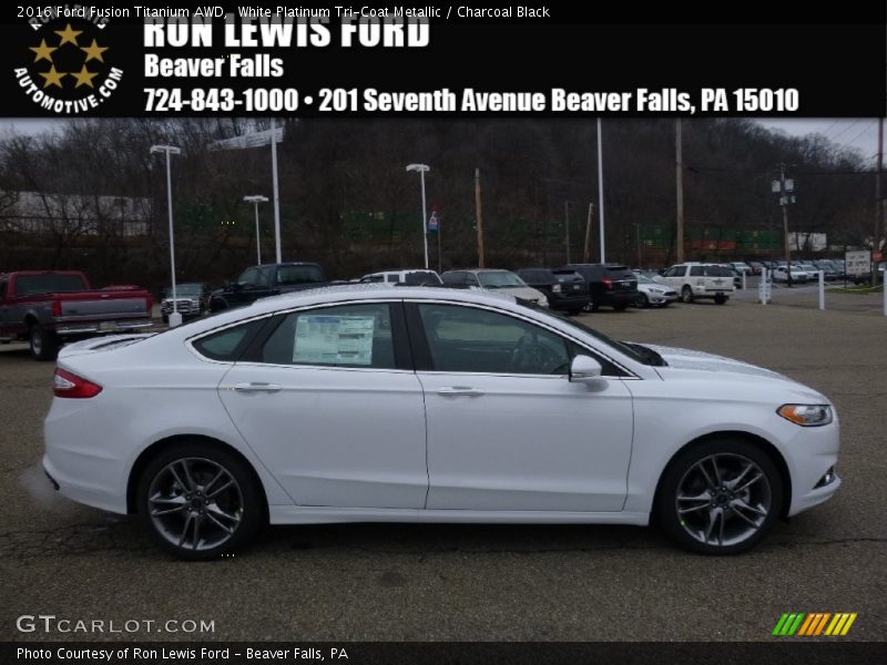 White Platinum Tri-Coat Metallic / Charcoal Black 2016 Ford Fusion Titanium AWD
