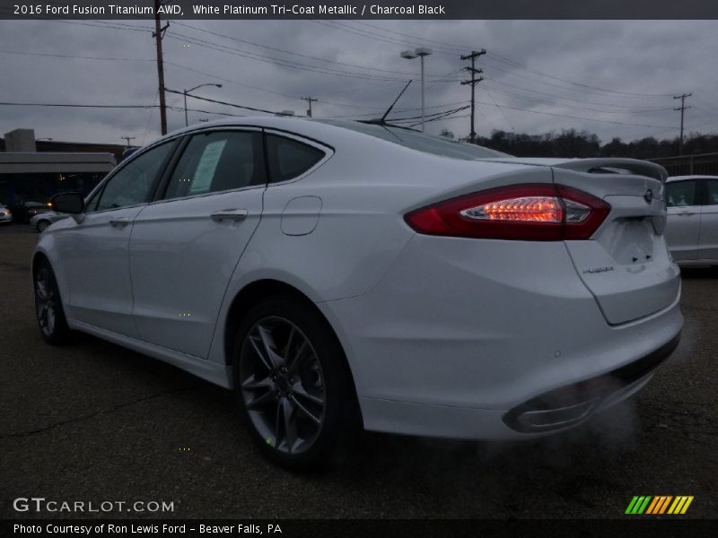 White Platinum Tri-Coat Metallic / Charcoal Black 2016 Ford Fusion Titanium AWD