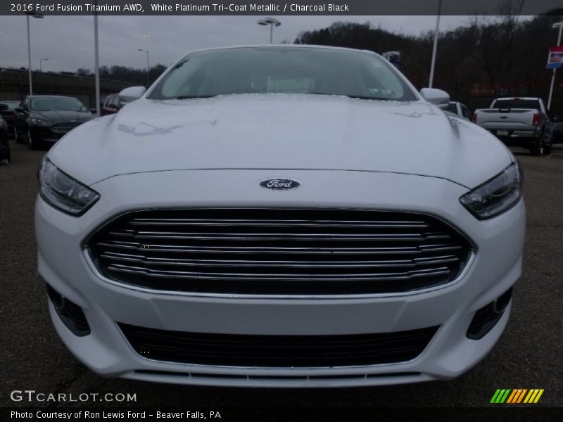 White Platinum Tri-Coat Metallic / Charcoal Black 2016 Ford Fusion Titanium AWD