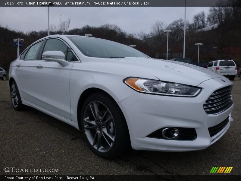 White Platinum Tri-Coat Metallic / Charcoal Black 2016 Ford Fusion Titanium AWD