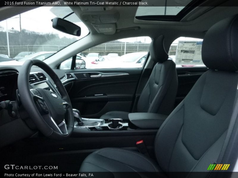 White Platinum Tri-Coat Metallic / Charcoal Black 2016 Ford Fusion Titanium AWD