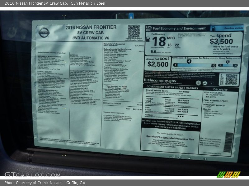 Gun Metallic / Steel 2016 Nissan Frontier SV Crew Cab