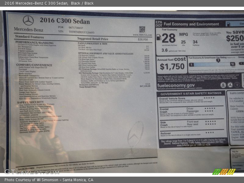 Black / Black 2016 Mercedes-Benz C 300 Sedan