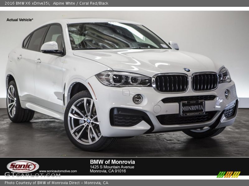 Alpine White / Coral Red/Black 2016 BMW X6 xDrive35i