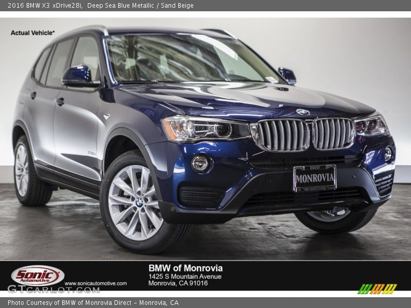Deep Sea Blue Metallic / Sand Beige 2016 BMW X3 xDrive28i