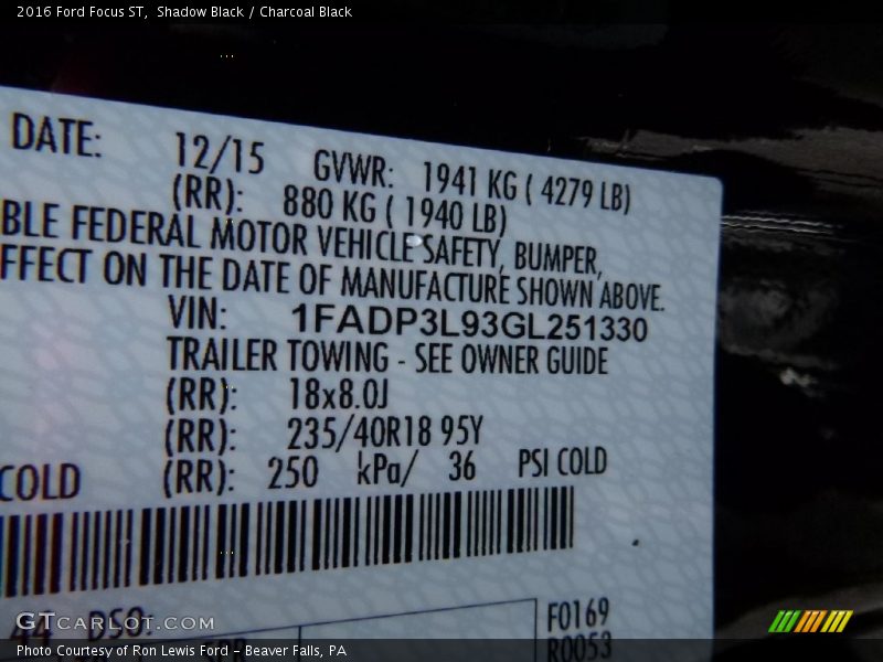 Shadow Black / Charcoal Black 2016 Ford Focus ST