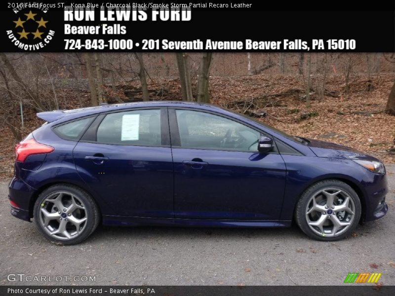 Kona Blue / Charcoal Black/Smoke Storm Partial Recaro Leather 2016 Ford Focus ST