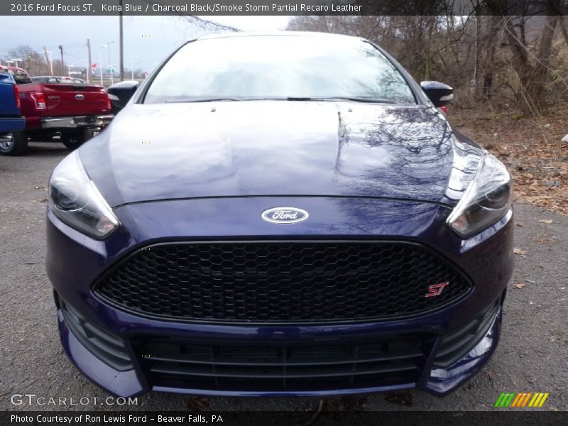 Kona Blue / Charcoal Black/Smoke Storm Partial Recaro Leather 2016 Ford Focus ST