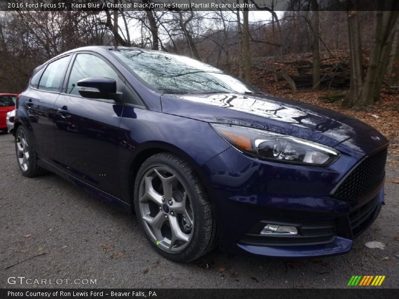 Kona Blue / Charcoal Black/Smoke Storm Partial Recaro Leather 2016 Ford Focus ST