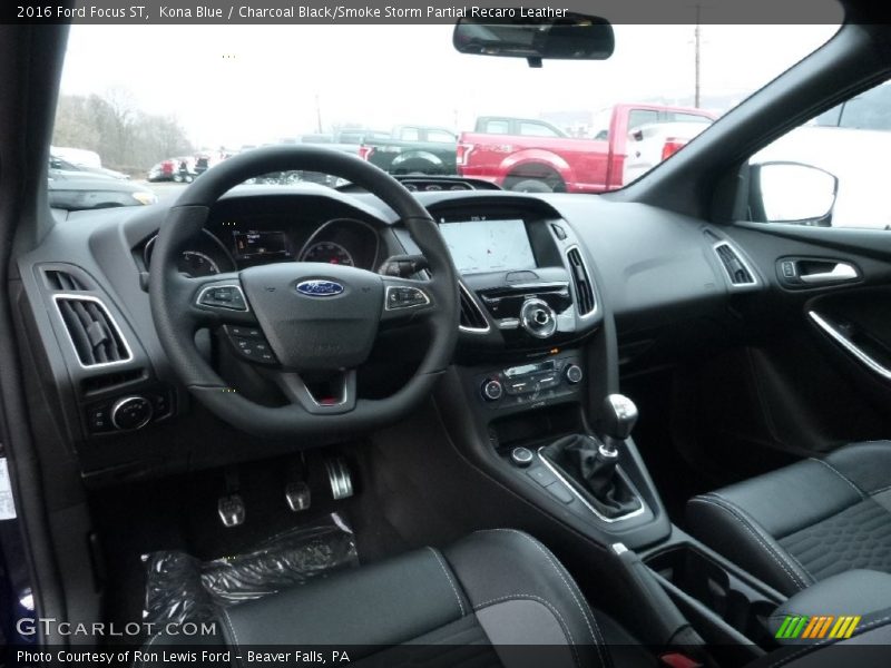 Kona Blue / Charcoal Black/Smoke Storm Partial Recaro Leather 2016 Ford Focus ST