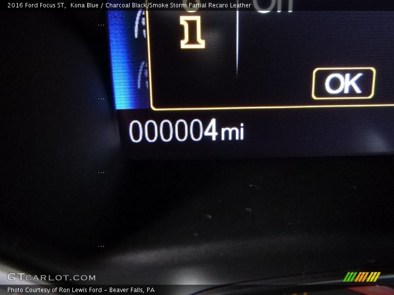 Kona Blue / Charcoal Black/Smoke Storm Partial Recaro Leather 2016 Ford Focus ST