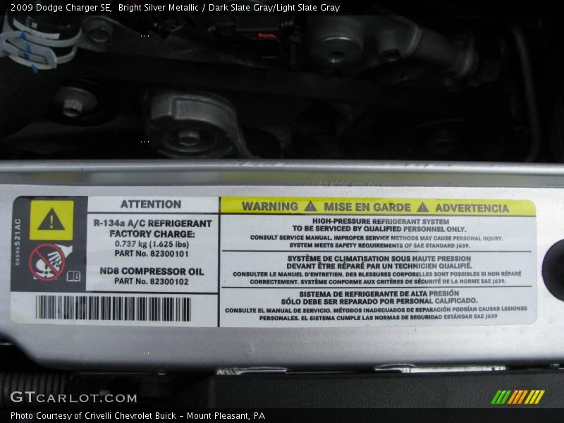 Bright Silver Metallic / Dark Slate Gray/Light Slate Gray 2009 Dodge Charger SE