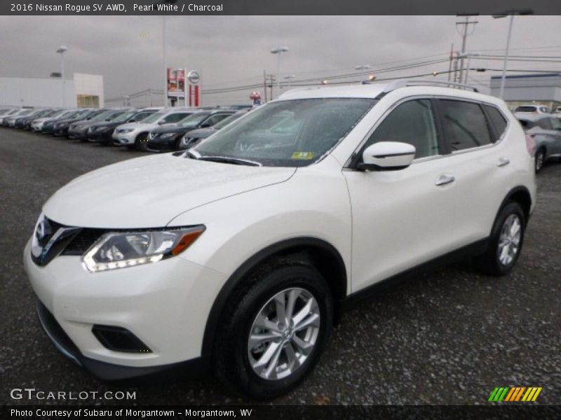 Pearl White / Charcoal 2016 Nissan Rogue SV AWD