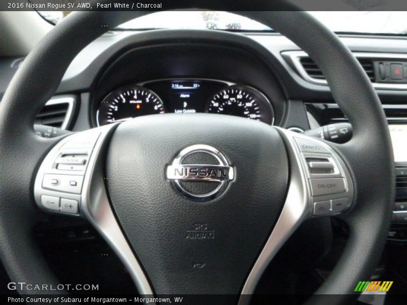 Pearl White / Charcoal 2016 Nissan Rogue SV AWD