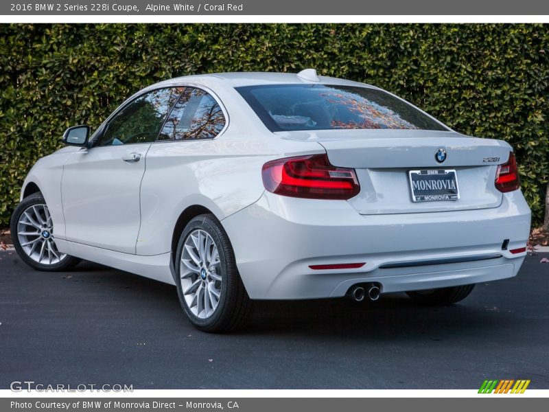 Alpine White / Coral Red 2016 BMW 2 Series 228i Coupe