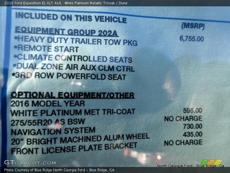 White Platinum Metallic Tricoat / Dune 2016 Ford Expedition EL XLT 4x4