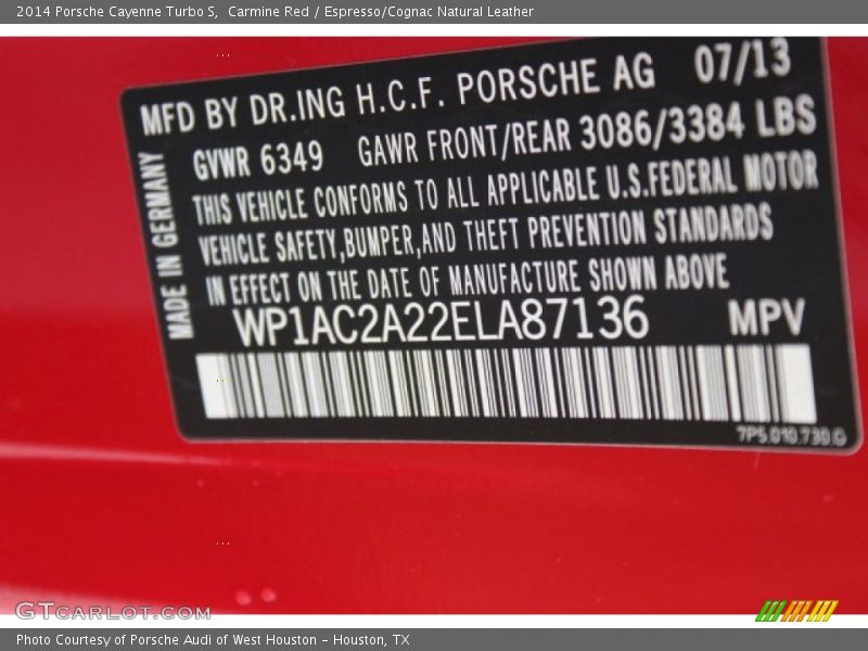 Carmine Red / Espresso/Cognac Natural Leather 2014 Porsche Cayenne Turbo S