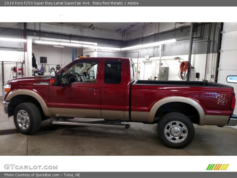 Ruby Red Metallic / Adobe 2014 Ford F250 Super Duty Lariat SuperCab 4x4