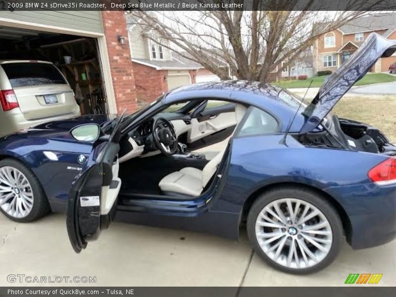 Deep Sea Blue Metallic / Beige Kansas Leather 2009 BMW Z4 sDrive35i Roadster