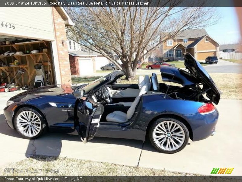 Deep Sea Blue Metallic / Beige Kansas Leather 2009 BMW Z4 sDrive35i Roadster