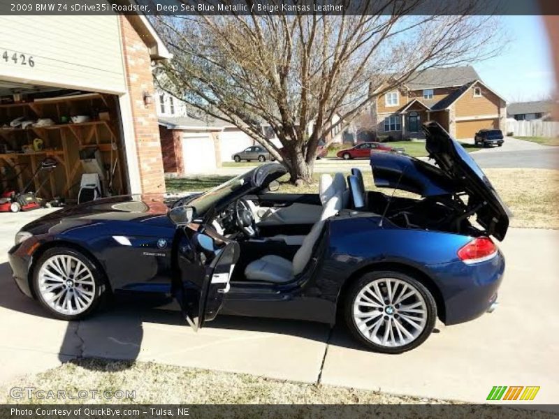 Deep Sea Blue Metallic / Beige Kansas Leather 2009 BMW Z4 sDrive35i Roadster