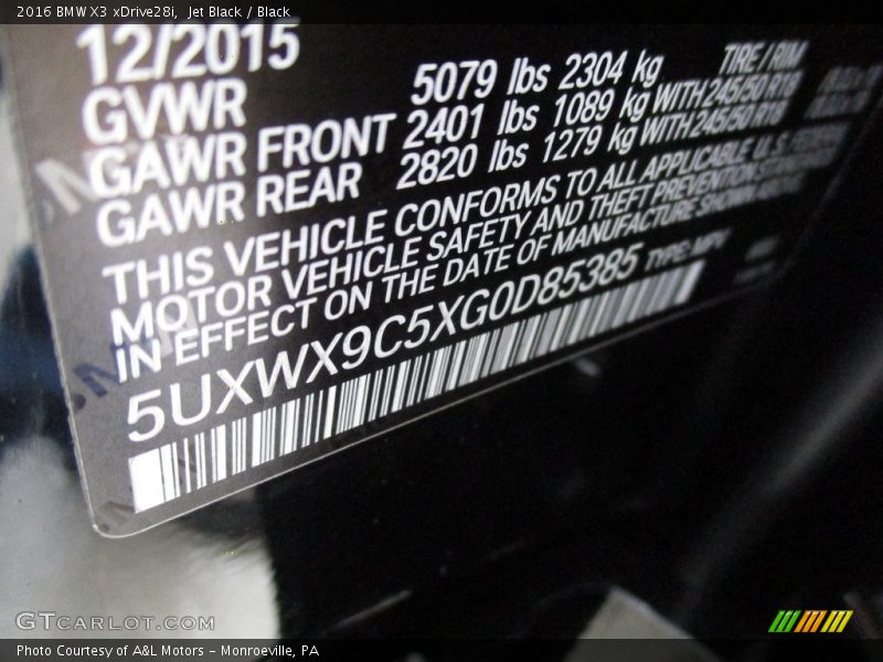 Jet Black / Black 2016 BMW X3 xDrive28i