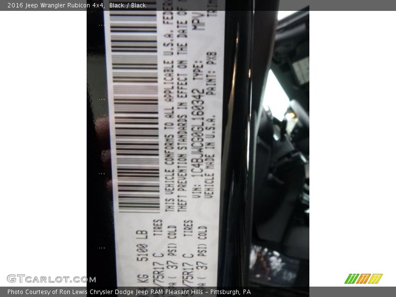 Black / Black 2016 Jeep Wrangler Rubicon 4x4