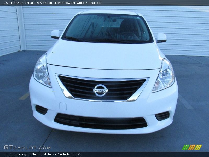 Fresh Powder White / Charcoal 2014 Nissan Versa 1.6 S Sedan