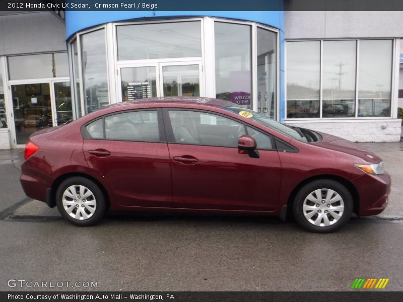 Crimson Pearl / Beige 2012 Honda Civic LX Sedan