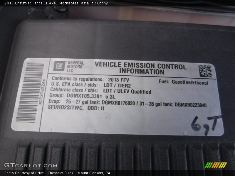 Mocha Steel Metallic / Ebony 2013 Chevrolet Tahoe LT 4x4