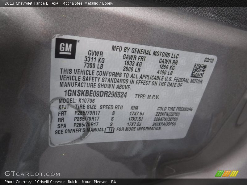 Mocha Steel Metallic / Ebony 2013 Chevrolet Tahoe LT 4x4