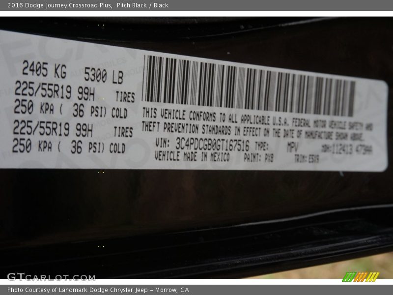 Pitch Black / Black 2016 Dodge Journey Crossroad Plus