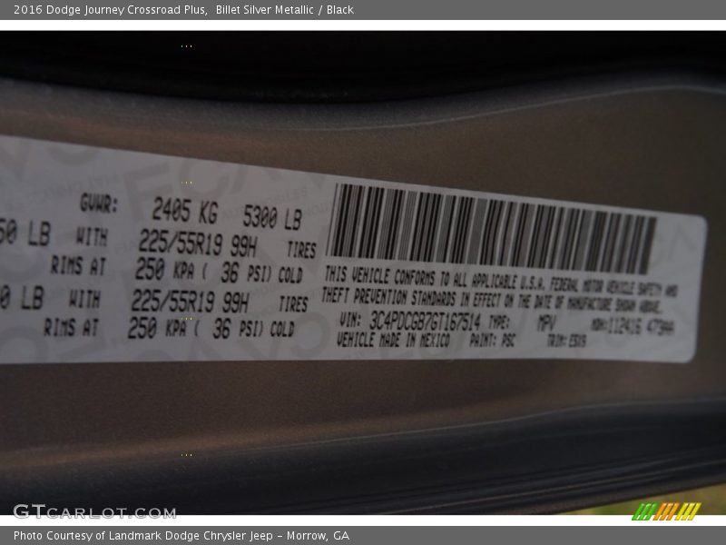 Billet Silver Metallic / Black 2016 Dodge Journey Crossroad Plus