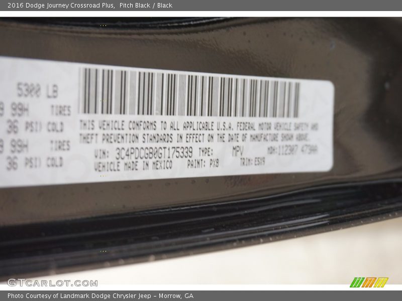 Pitch Black / Black 2016 Dodge Journey Crossroad Plus