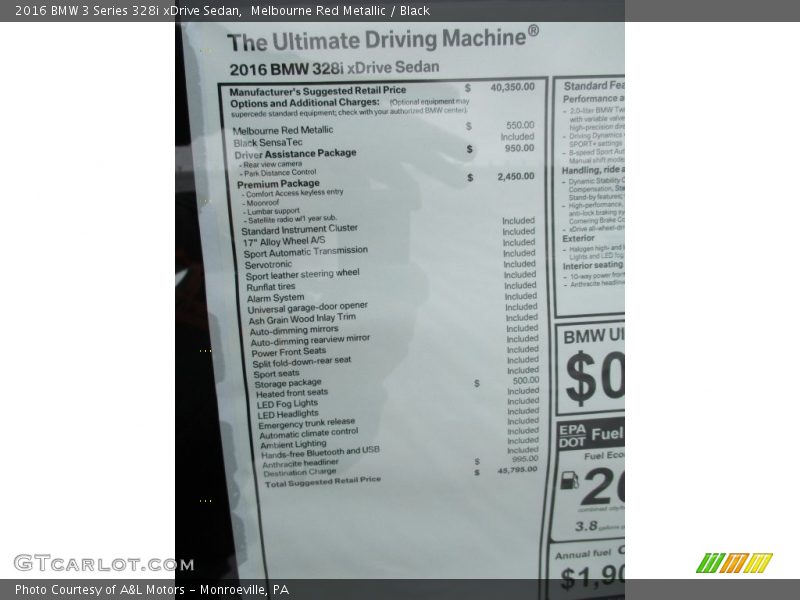 Melbourne Red Metallic / Black 2016 BMW 3 Series 328i xDrive Sedan