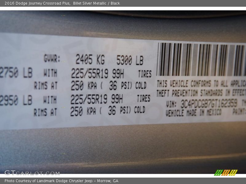Billet Silver Metallic / Black 2016 Dodge Journey Crossroad Plus