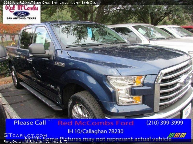 Blue Jeans / Medium Earth Gray 2016 Ford F150 XLT SuperCrew