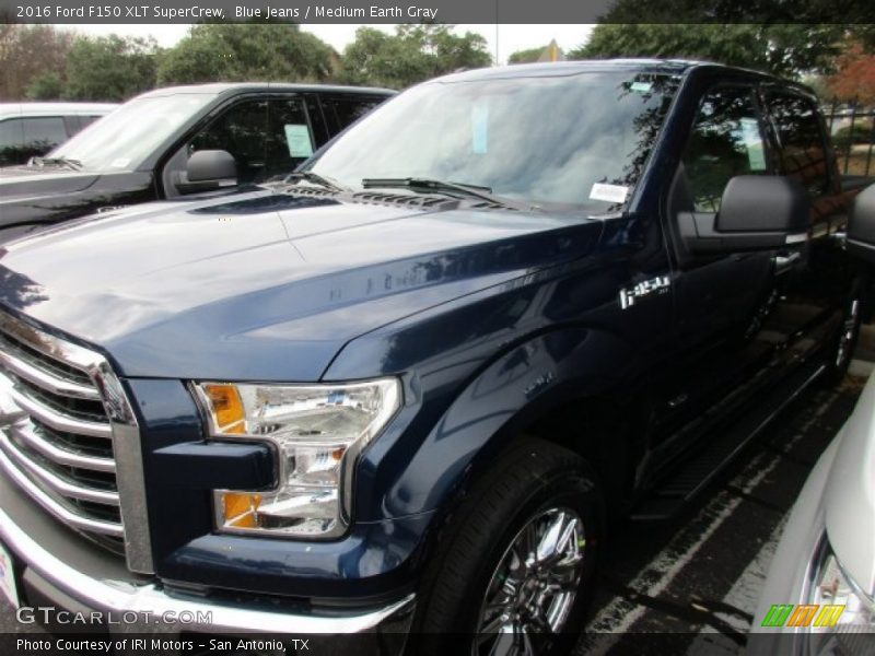 Blue Jeans / Medium Earth Gray 2016 Ford F150 XLT SuperCrew