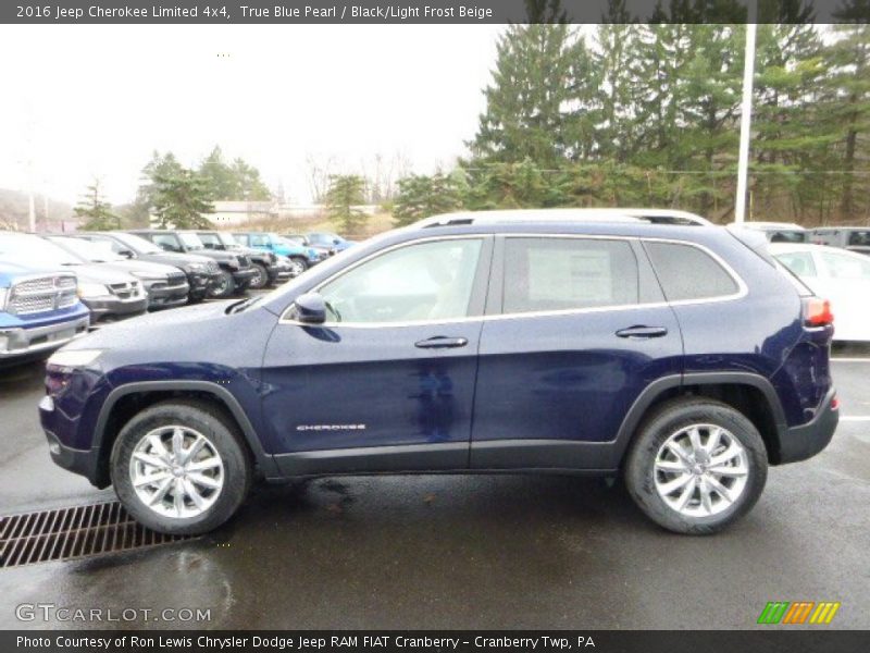 True Blue Pearl / Black/Light Frost Beige 2016 Jeep Cherokee Limited 4x4
