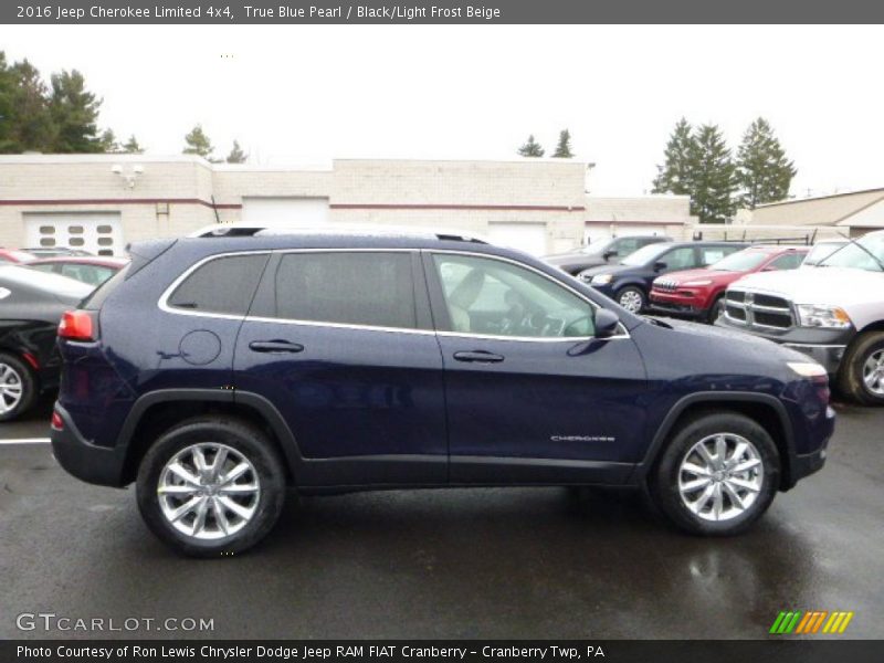 True Blue Pearl / Black/Light Frost Beige 2016 Jeep Cherokee Limited 4x4