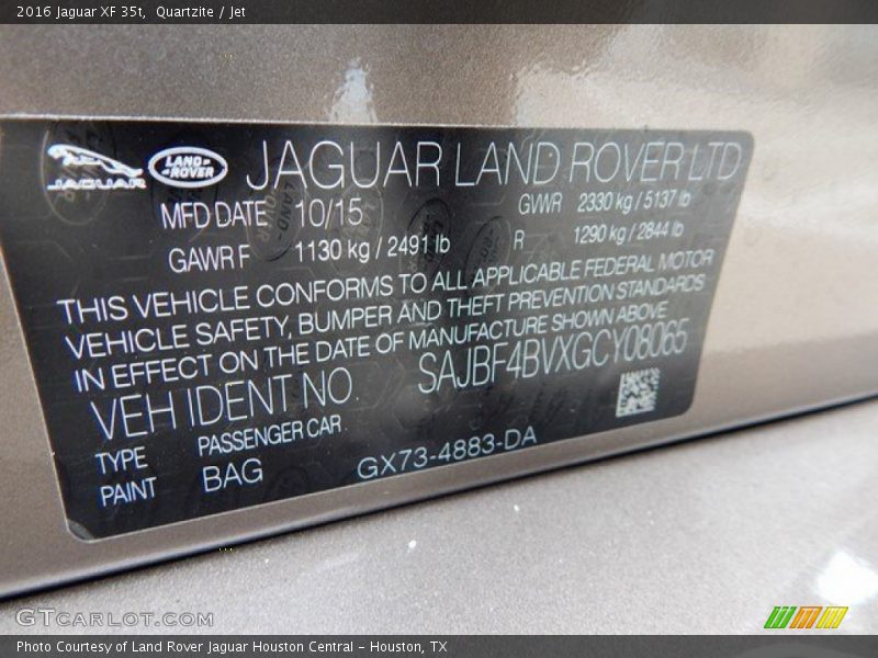 2016 XF 35t Quartzite Color Code BAG