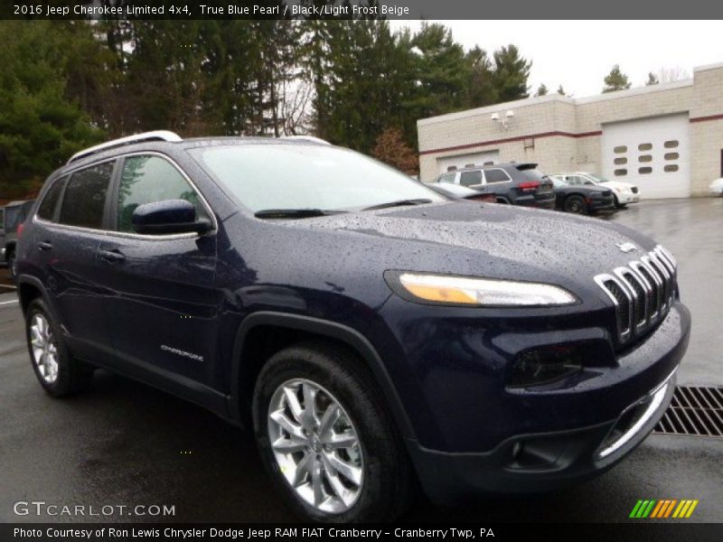 True Blue Pearl / Black/Light Frost Beige 2016 Jeep Cherokee Limited 4x4