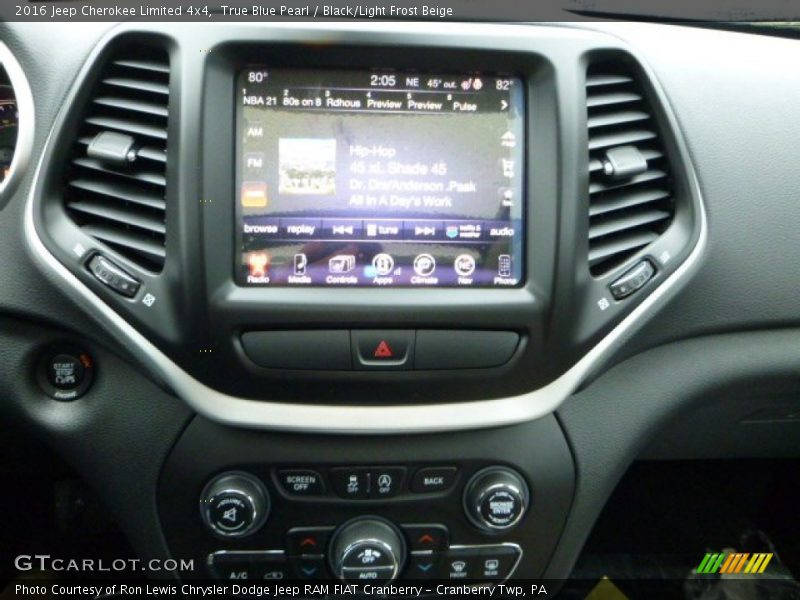 True Blue Pearl / Black/Light Frost Beige 2016 Jeep Cherokee Limited 4x4
