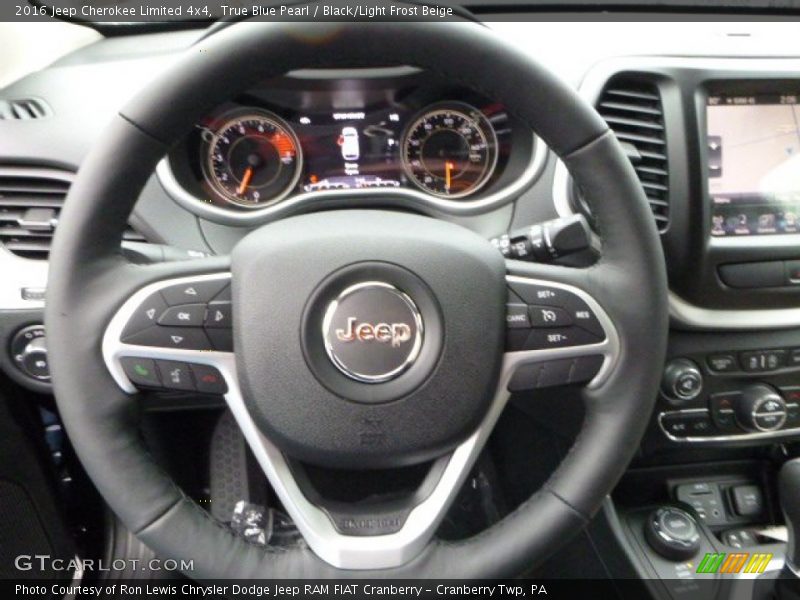 True Blue Pearl / Black/Light Frost Beige 2016 Jeep Cherokee Limited 4x4