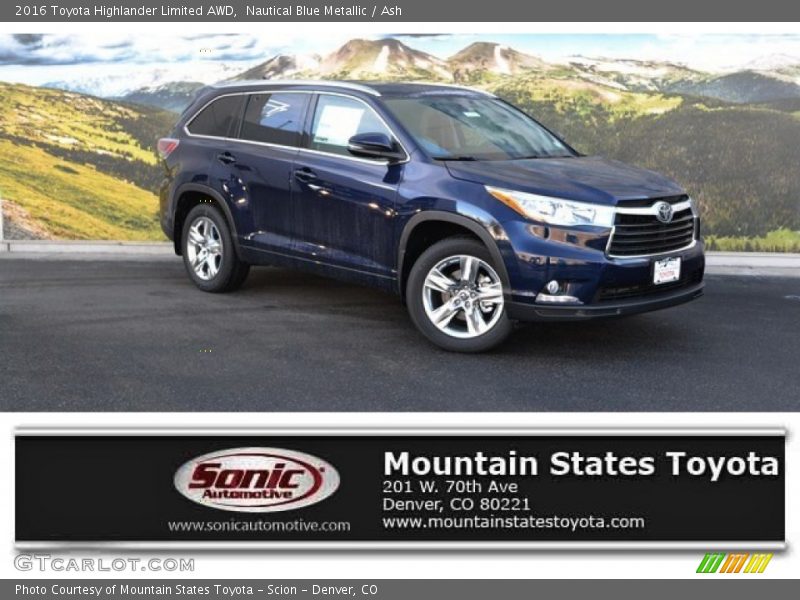 Nautical Blue Metallic / Ash 2016 Toyota Highlander Limited AWD