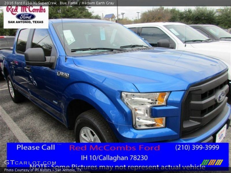 Blue Flame / Medium Earth Gray 2016 Ford F150 XL SuperCrew