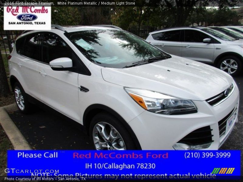 White Platinum Metallic / Medium Light Stone 2016 Ford Escape Titanium