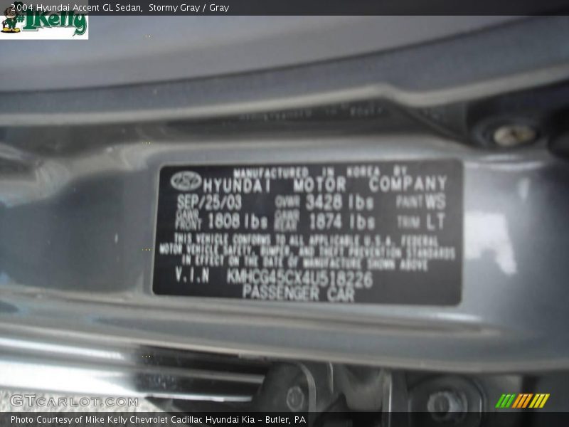 Stormy Gray / Gray 2004 Hyundai Accent GL Sedan
