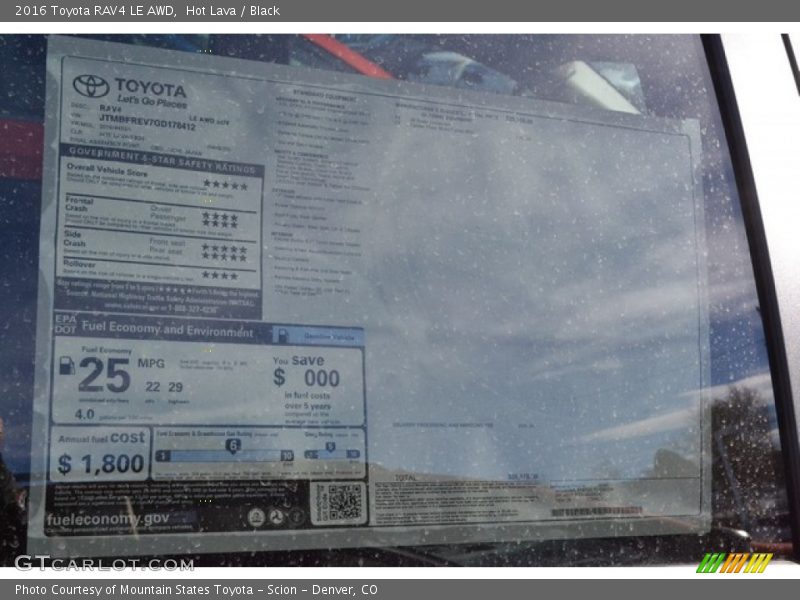 Hot Lava / Black 2016 Toyota RAV4 LE AWD